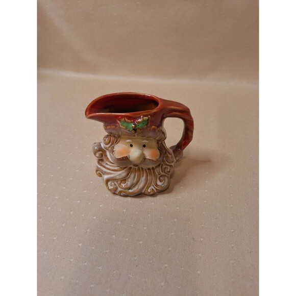 Ceramic Santa Sugar & Creamer Set Christmas Holiday Gift Adorable Santa Face - Picture 6 of 8